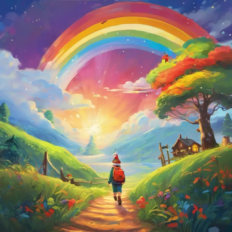 Following the rainbow, adventurous spirit.