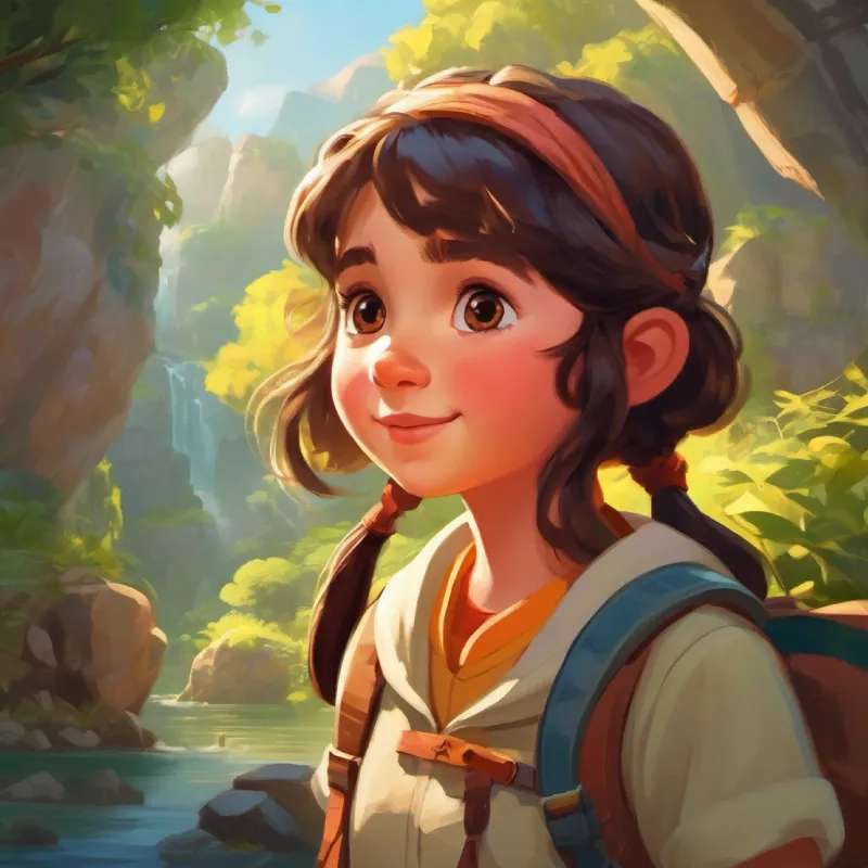 Brave young girl with bright, curious eyes, loves adventures is honored and continues to protect the kingdom with her friends