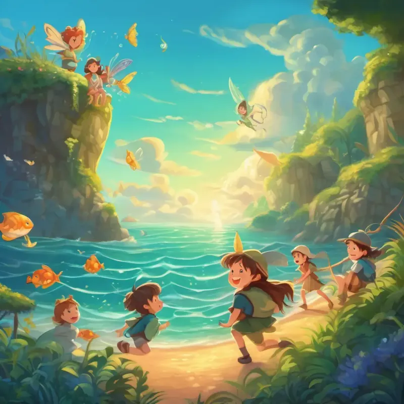 Conclusion of the story, with the sea fairies and their friends having fun adventures and laughter