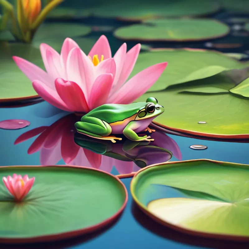 Finding the Heart of Color with a tiny frog sitting on a lily pad.