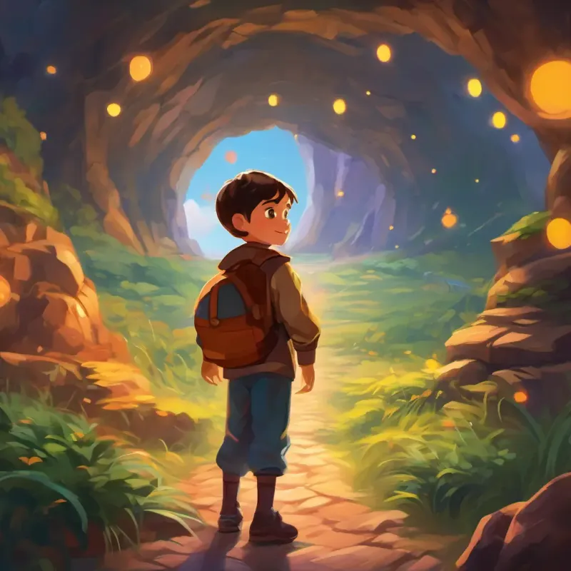 Conclusion: A young boy with bright, curious eyes, and a confident smile's valuable lesson on facing fears and self-belief, returning to his virtual reality games with newfound bravery