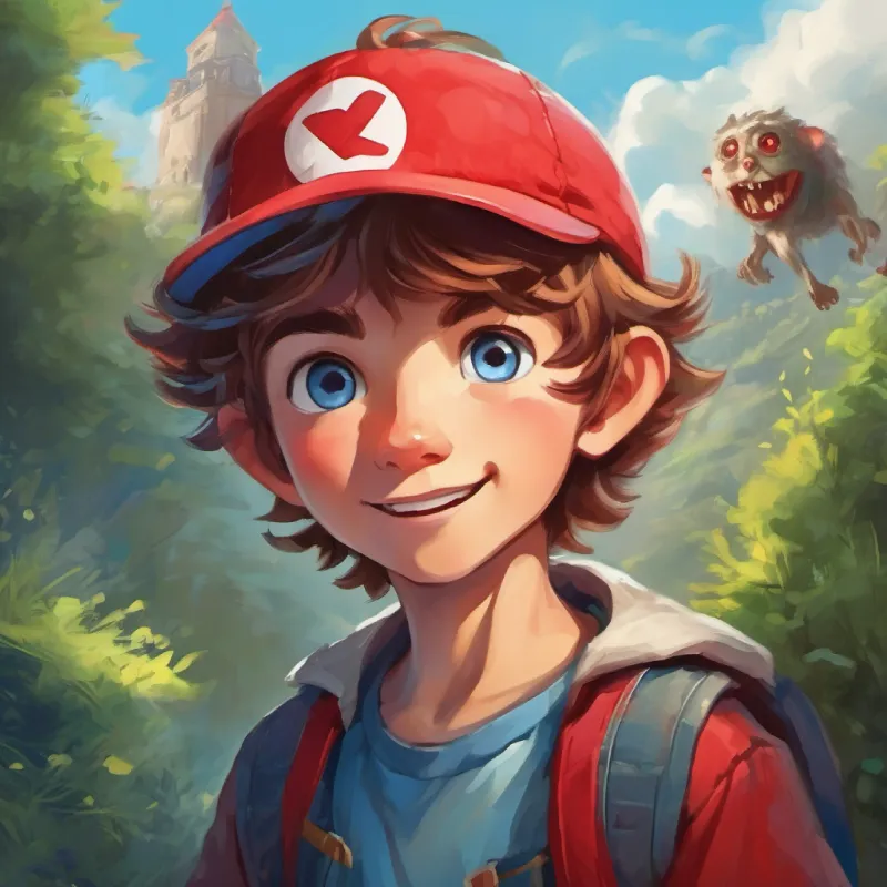 Ending, where Boy with brave heart, wearing a red cap, curious eyes and Zombie with a friendly smile, sparkling blue eyes, messy hair become eternal playmates.
