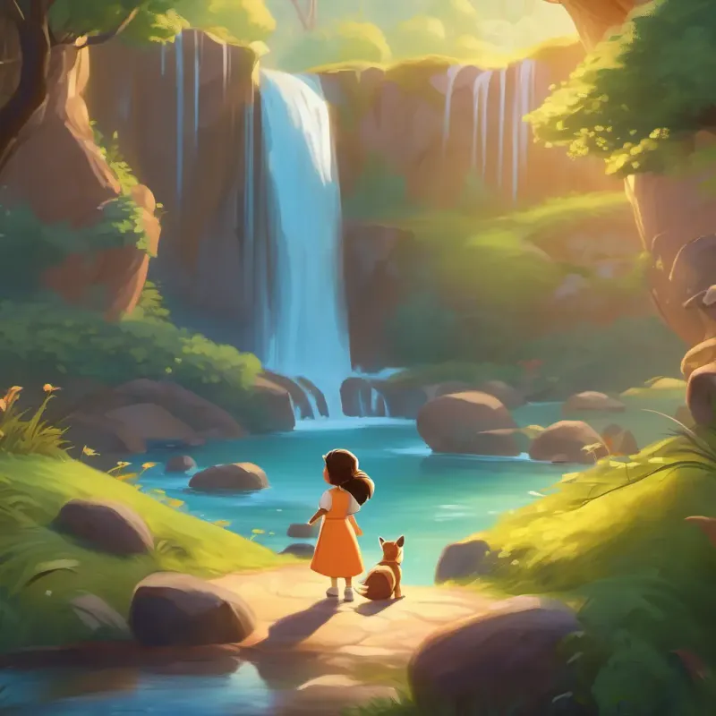 Princess discovers a magical waterfall and enjoys a playful time with her animal friends, meeting a new character, Nutmeg.