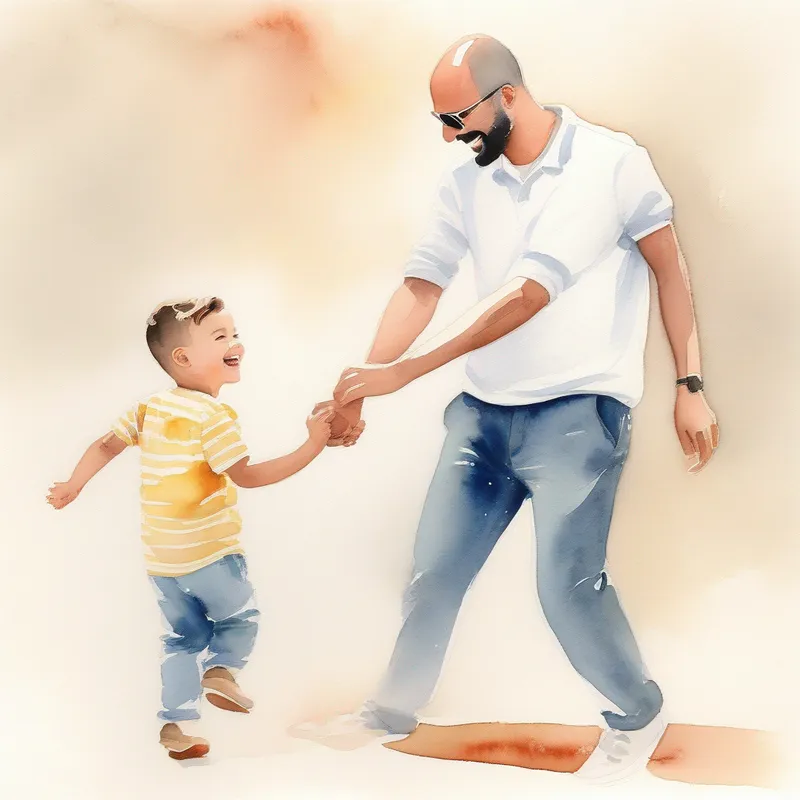 Francesco and his daddy dancing, holding hands and laughing