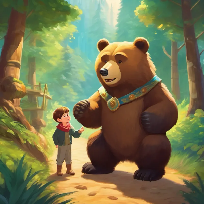 Meeting the friendly bear and learning of a treasure