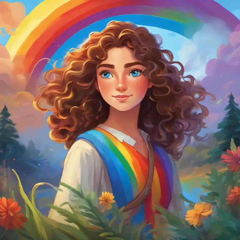 The Spirit tells Curly brown hair, bright blue eyes about the stolen colors of the rainbow.