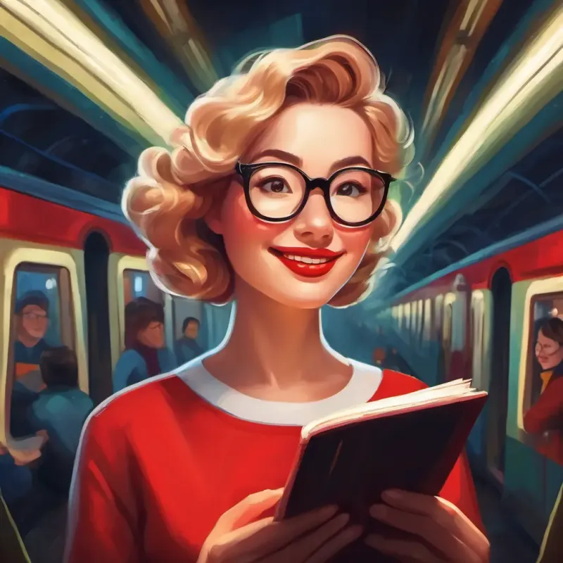 Curious worm with reading glasses, red lips, and a joyful spirit finds her happiness and place in the underground world