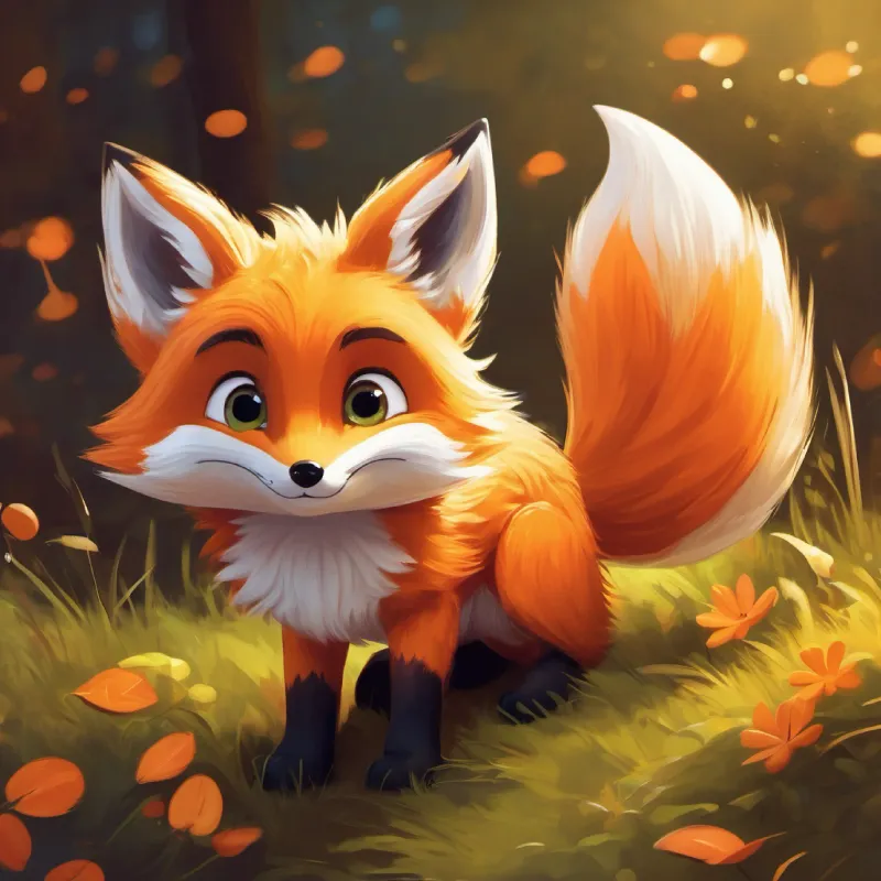 The playful little fox, orange fur, bright eyes, easily cries changes his approach and becomes more resilient.