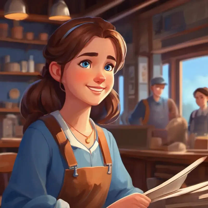 Brown hair, blue eyes, brave and smart got conflicting feelings about Kind worker, friendly smile, brown hair, and kind eyes, but still wants to help her friend