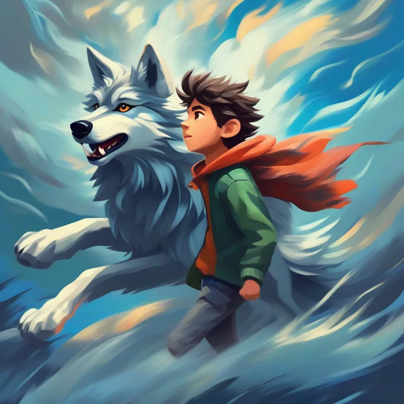 Jack - the boy with the ability to transform into a wolf as a wolf feeling the wind and freedom