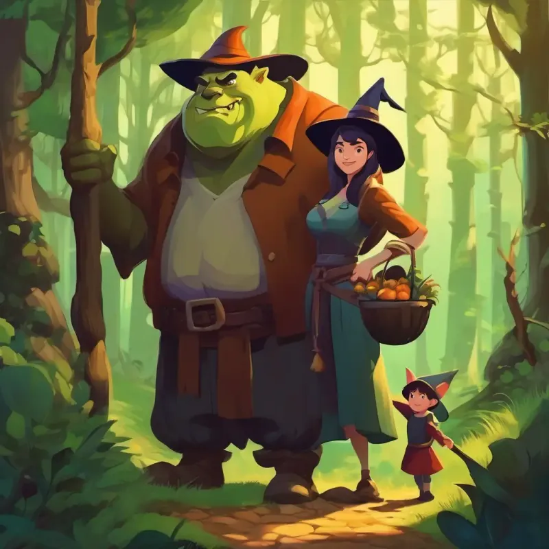 A witch and ogre living in a forest.