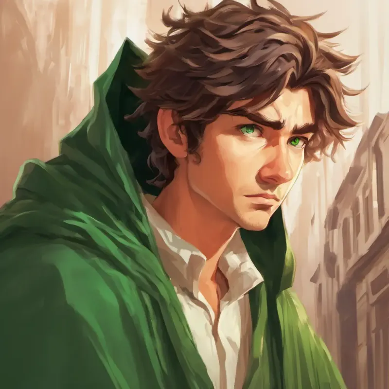 Messy hair, green eyes, scar on forehead's first encounter with the cloak, mysterious room