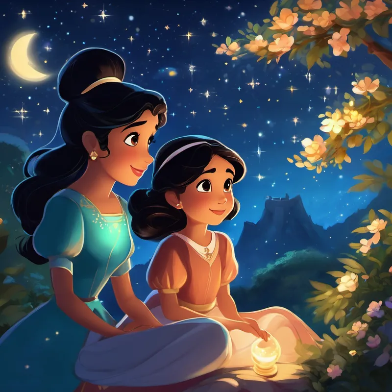 And so, my dear little one, whenever you see the night sky filled with twinkling stars, remember the story of Princess Jasmine and always spread love and kindness wherever you go. Goodnight, sweet dreams, and may your heart be full of magic and fairytales.