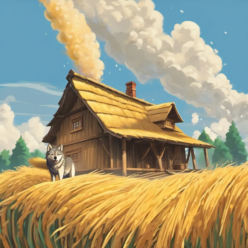 Wolf blowing down the straw house