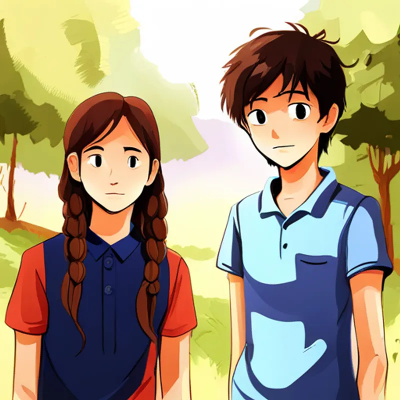 16-year-old with kind eyes and a warm smile and New student with a shy demeanor and bright eyes become close friends