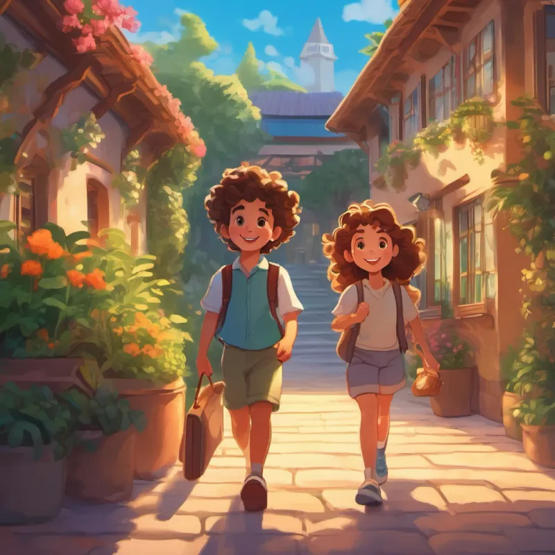 Introduction, a girl with bright eyes and curly hair and a boy with lots of energy and a big smile arrive at the wellness hotel