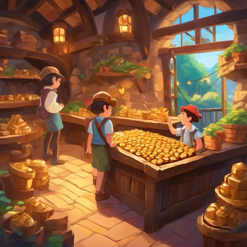 Playing treasure hunt, finding chocolates and treasures