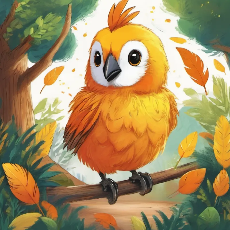 Introduction to Yellow feathers, orange beak and feet, friendly dark eyes approaching the playground.