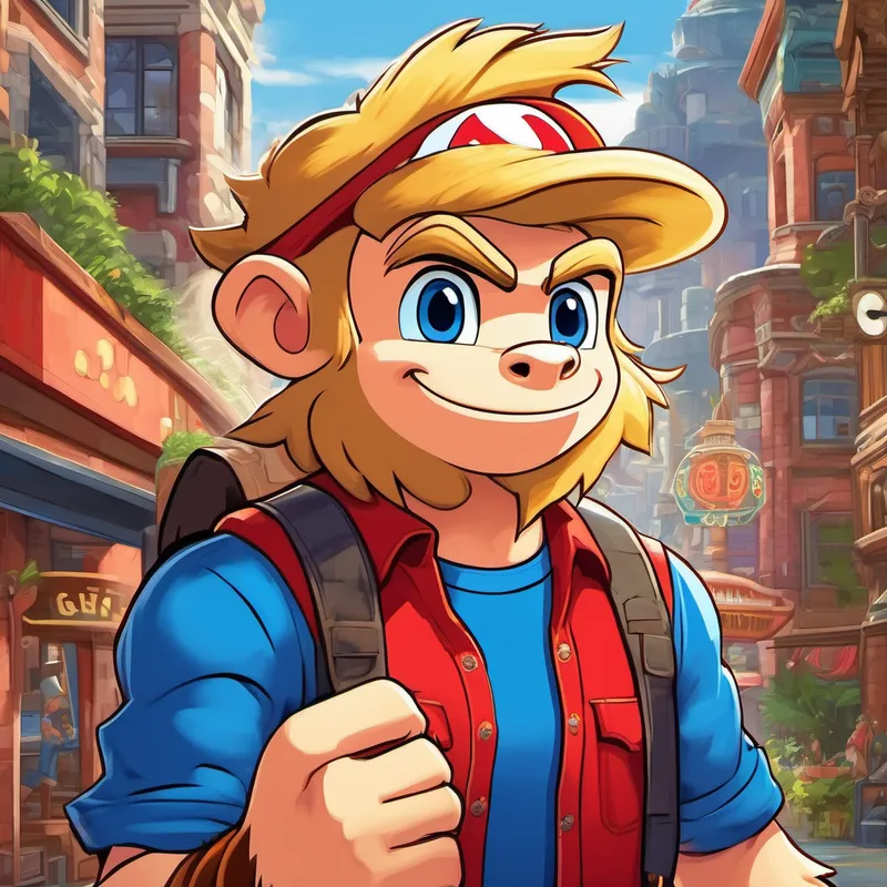 In the town of Twin Galaxies, Blond hair, blue eyes, wearing a red shirt and blue jeans was a famous video game player known for his skills in 'Donkey Kong'