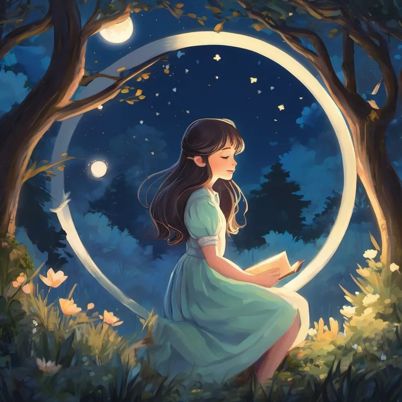 One night, as the moon shone brightly above, casting a silver glow across the forest, Lily had trouble falling asleep. The night was unusually quiet, and she longed for an adventure to make her imagination soar. As she gazed out of her window, a faint melody reached her ears. It sounded like a songbird humming a soothing lullaby. Curiosity sparked within Lily's heart, and she knew she had to find the source of the beautiful melody.