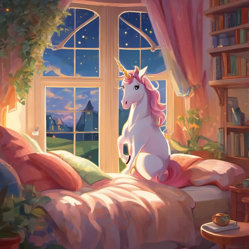 After what felt like a lifetime of adventures, the unicorn guided Lily back home, landing softly where her bedroom window waited patiently. Lily thanked the unicorn with a grateful smile and climbed into her cozy bed. As she drifted off to sleep, a satisfied smile played upon her lips. She realized that adventures weren't confined to books or dreams but could be found in the most magical moments of life.