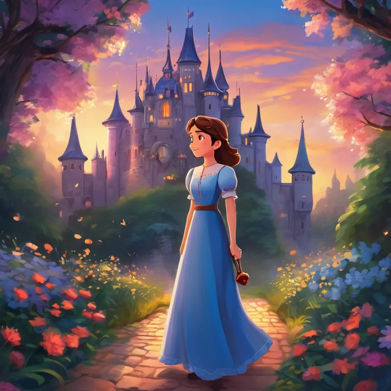 As the night grew darker, История and Anna found themselves in a magical castle with soaring towers and secret passages. They met a princess named Luna, who possessed a magical touch that brought flowers to life. Anna eagerly joined Luna in a garden filled with beautiful blooms. Finally, as dawn approached, История gently guided Anna back to her bedroom. Anna's eyes were filled with wonder and her heart was brimming with joy from the incredible adventure they had shared.