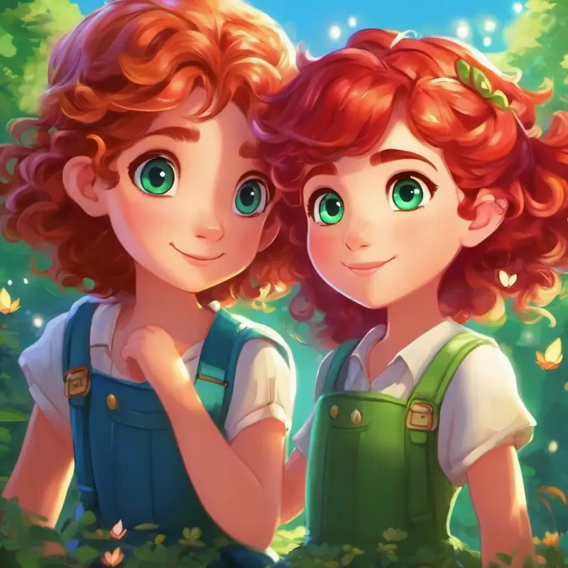 curly brown hair, sparkly blue eyes and straight red hair, twinkling green eyes embark on a thrilling adventure with their fairy friends.