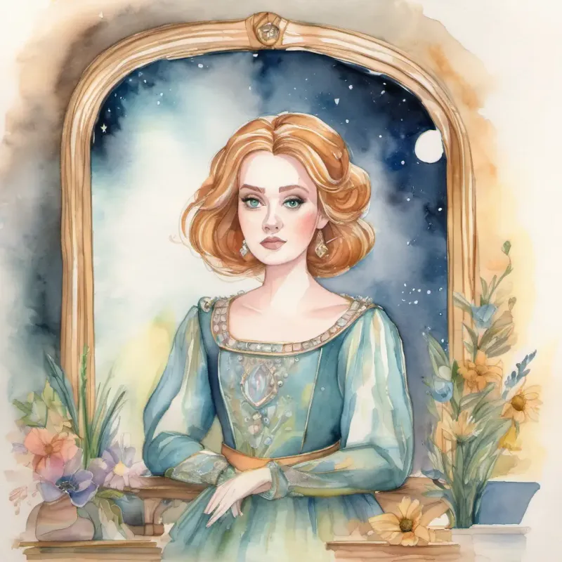 Adele is a kind-hearted girl with a magical mirror holding a magical mirror and feeling insecure about her appearance.