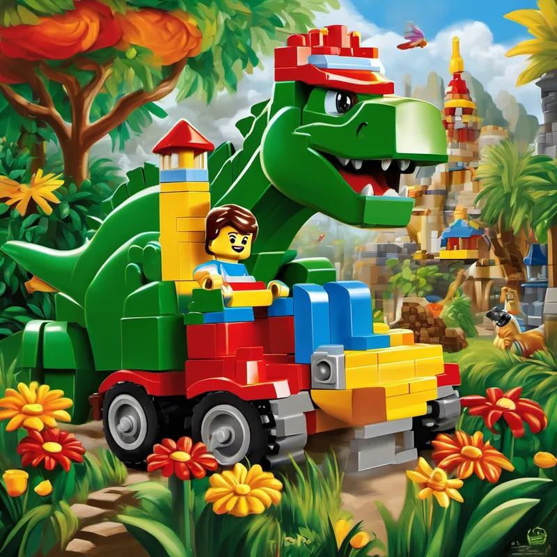 Once upon a time, in a small town filled with green grass and colorful flowers, there lived a little boy named Charlie. Charlie was a very special boy who had a great love for dinosaurs, chickens, and everything about Legoland. He spent his time playing with toy dinosaurs, feeding the chickens in his backyard, and dreaming about building amazing Lego masterpieces like the incredible structures he saw at Legoland. But you see, despite his love for these amazing things, Charlie struggled with self-esteem. He often felt unsure of himself, thinking that he wasn't as good or as smart as the other kids his age. This made him feel sad and sometimes even lonely. But little did Charlie know, he was about to embark on a magical adventure that would change everything.