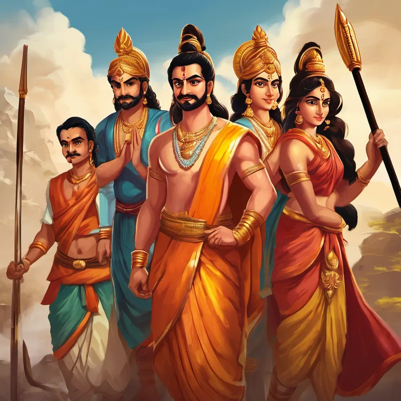Once upon a time, in the land of Bharat, there lived two powerful families, the Kauravas and the Pandavas. These families were born into greatness but had different paths laid out for them. The Kauravas, led by their eldest brother Duryodhana, were known for their wealth and pride. They believed that power and possessions were everything. On the other hand, the Pandavas, led by their eldest brother Yudhishthira, were known for their humility and bravery. They valued righteousness and fairness above all.