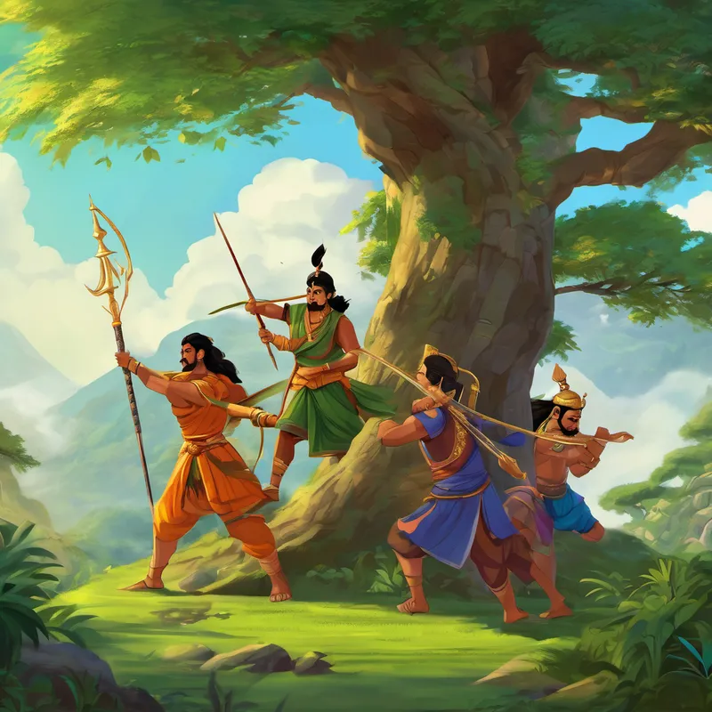 As the story goes, their lives intertwined in a tangled web of love, friendship, and rivalry. The Kauravas felt threatened by the Pandavas and plotted to eliminate them from their path. They tricked Yudhishthira and his brothers into a deadly game of dice, which they eventually lost, leading to severe consequences. Following the game, the Pandavas were exiled to the forest for twelve long years. However, this period proved to be an incredible journey filled with adventures, where they met sages, learned valuable lessons, and honed their skills. During their exile, they also discovered celestial weapons from the gods to aid them in their future endeavors.