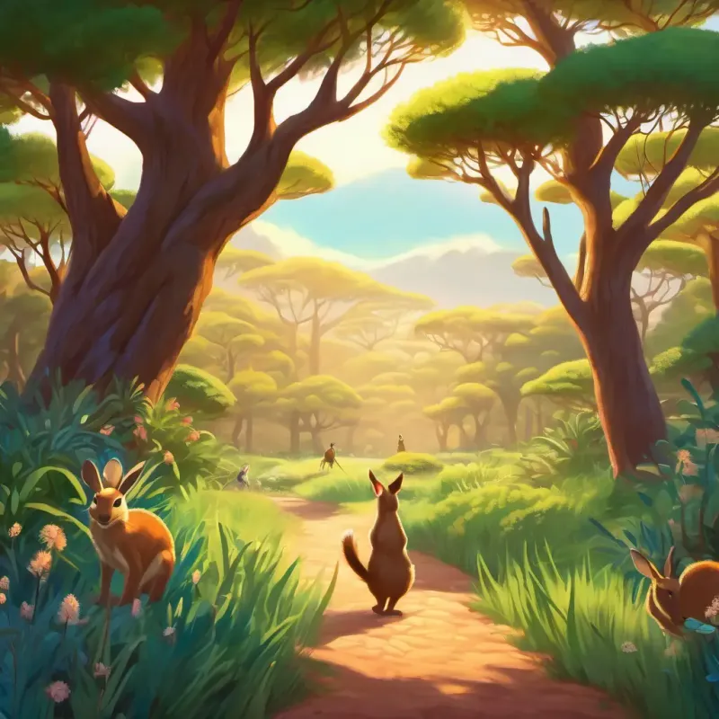 During their adventure, they marveled at blooming banksias and watched graceful kangaroos, their eyes shining with excitement and happiness.