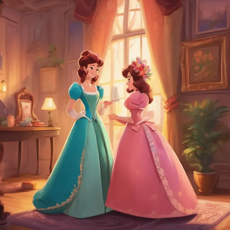 Introduces the mean stepsisters, playful and mischievous setting