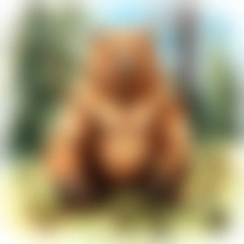 Strong Strong bear with a protective stance protecting the forest from danger