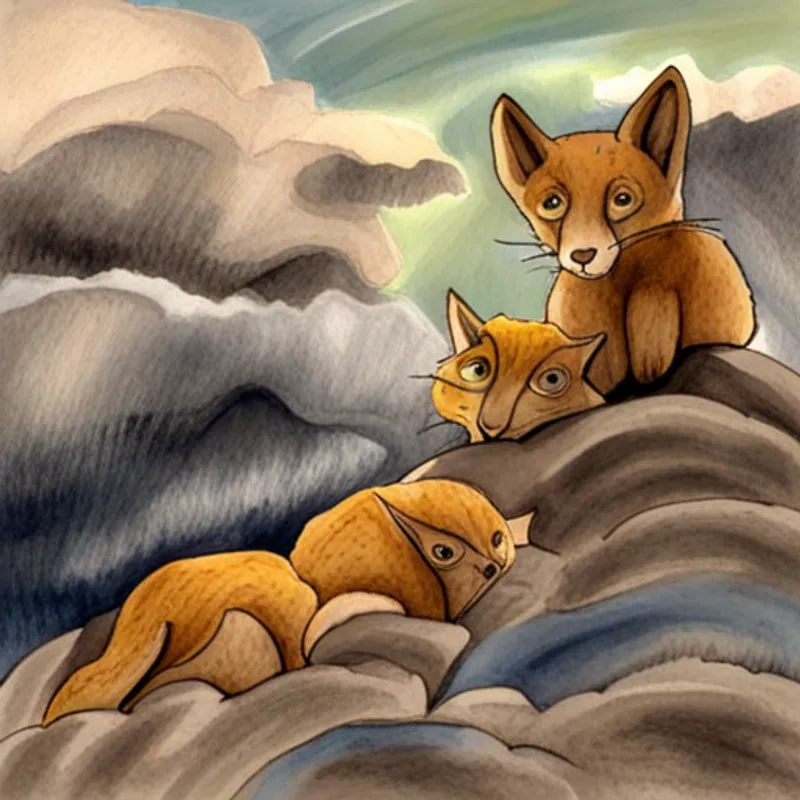 Animals working together to stay safe in the storm