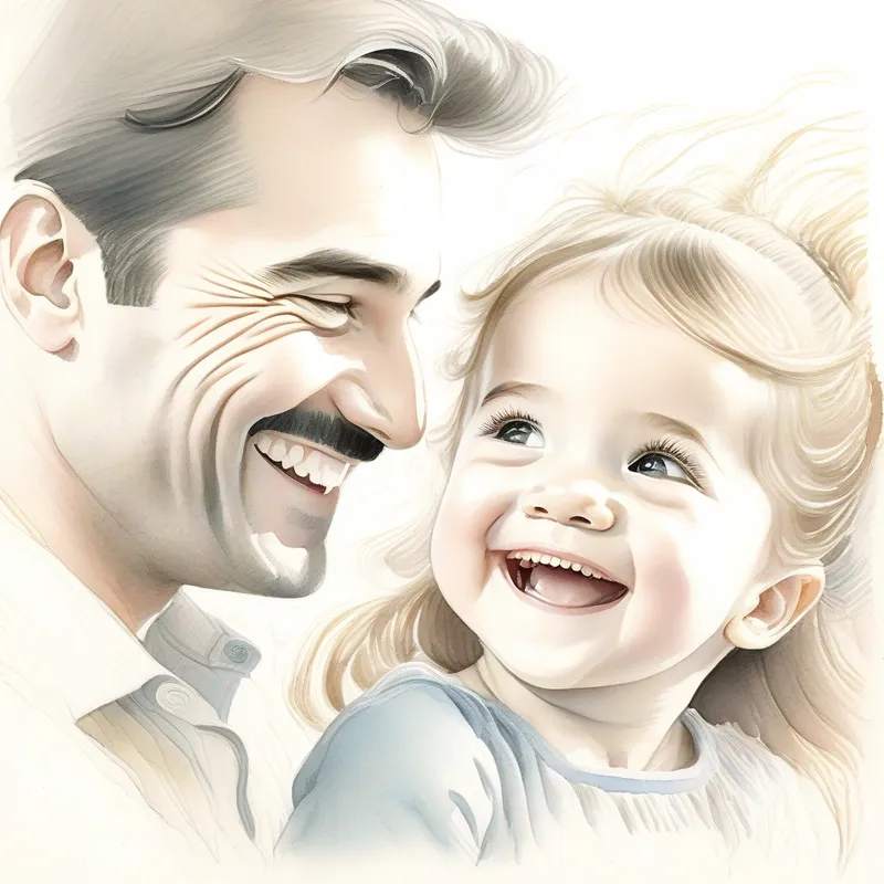A heartwarming moment of A joyful girl, with a radiant smile and twinkling eyes and her father playing together
