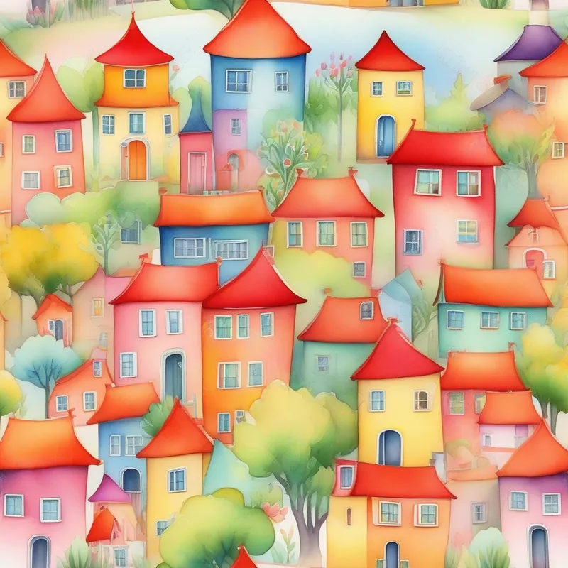 The village filled with colorful houses, representing happiness and love