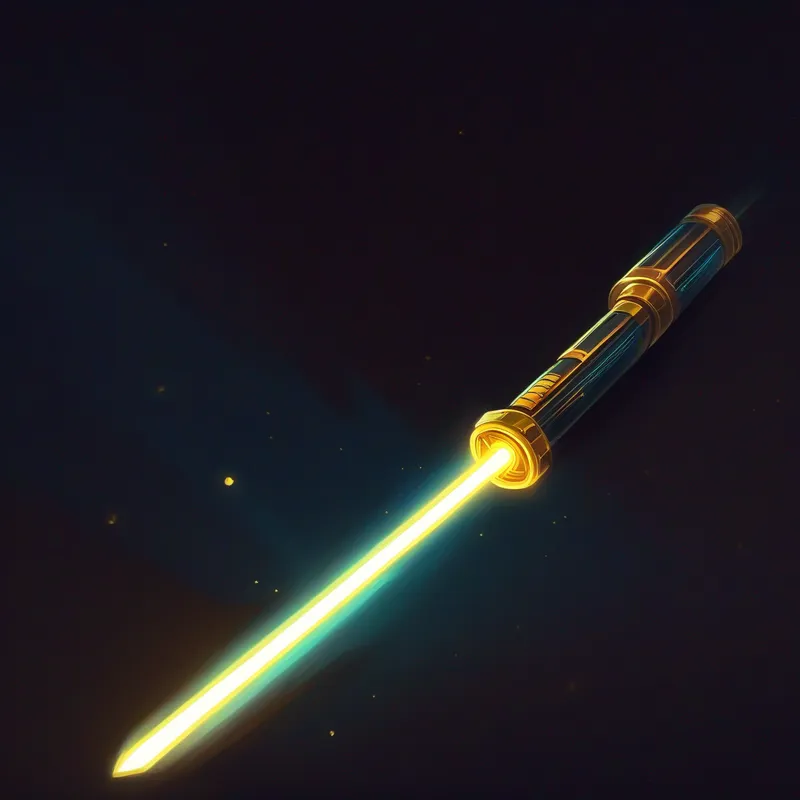 A golden lightsaber glowing with power
