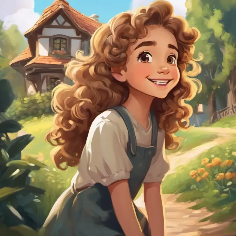Caucasian girl, dirty blonde curly hair, cheeky grin, contagious laugh and Brown girl, brown wavy hair, few front teeth, can only crawl return home to their cozy cottage, filled with memories