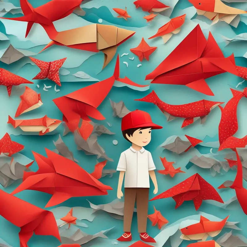 Curious boy with wild imagination, wearing a red cap shows empathy to the endangered sea creatures.