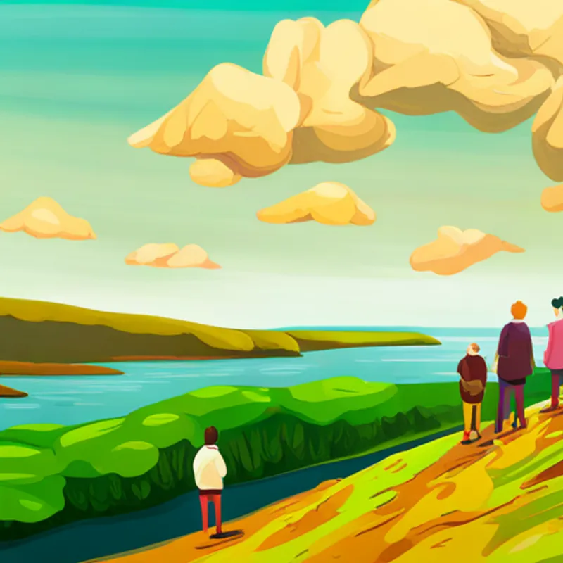 Ireland's beautiful landscape with happy people