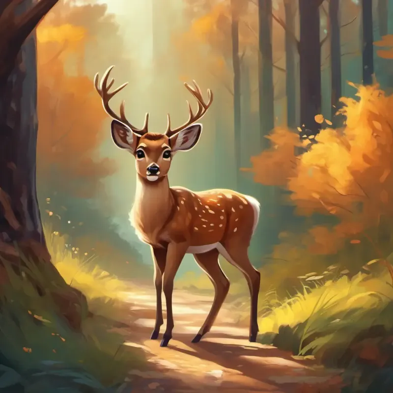 A young deer with big, gentle eyes and a soft, brown coat finds courage and decides to conquer her fears.