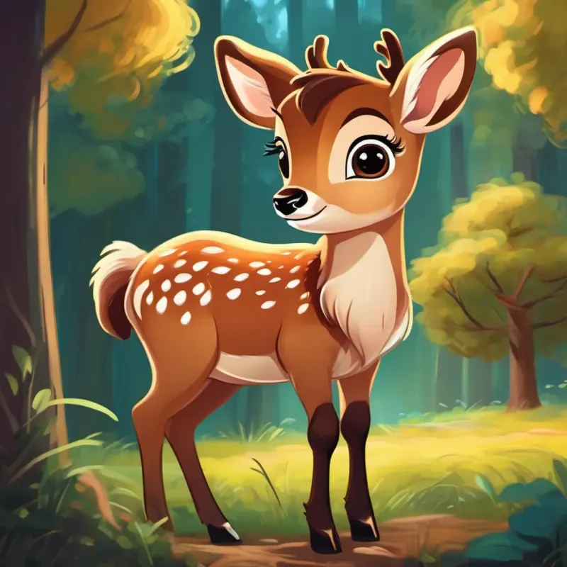 A young deer with big, gentle eyes and a soft, brown coat learns important lessons about kindness and self-confidence.