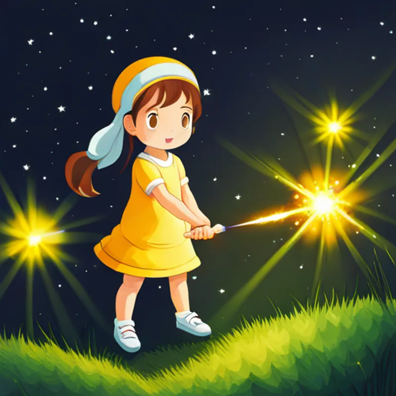 Lily making a wish and a sparkling star appears