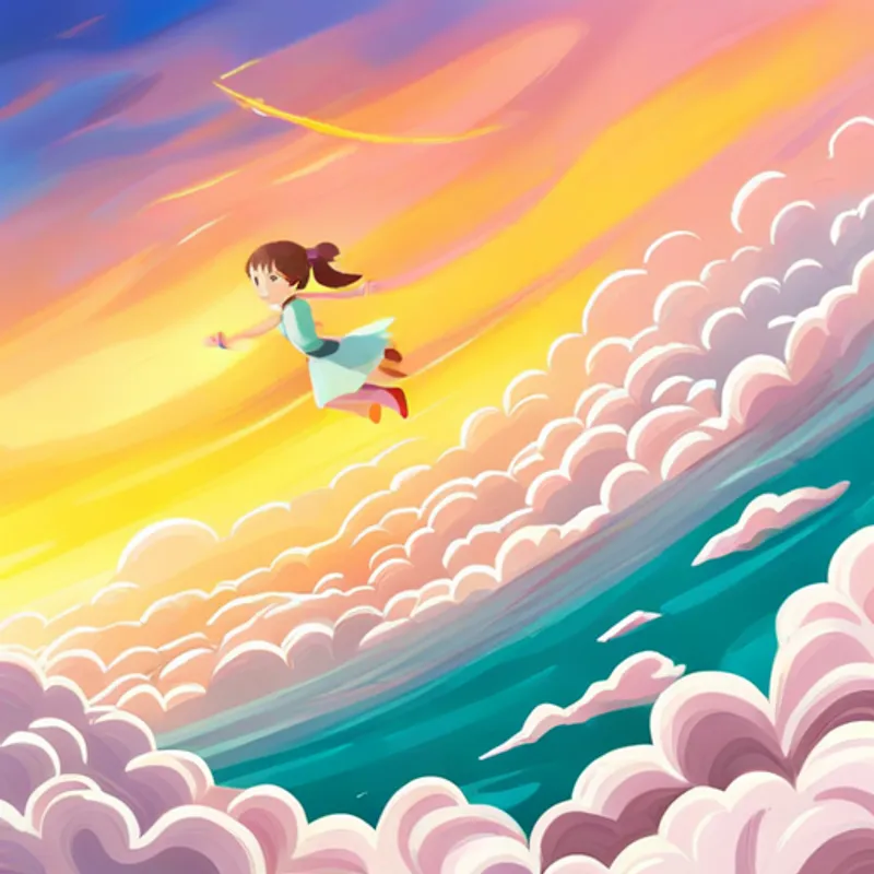Lily flying in the sky with Twinkle