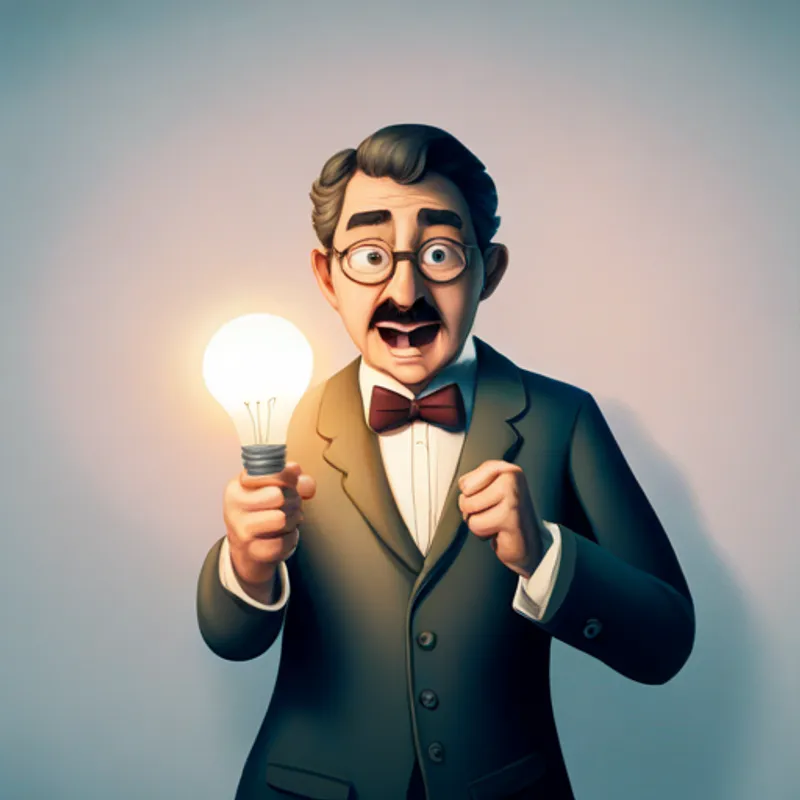 Dr Smith holding a lightbulb with an excited expression