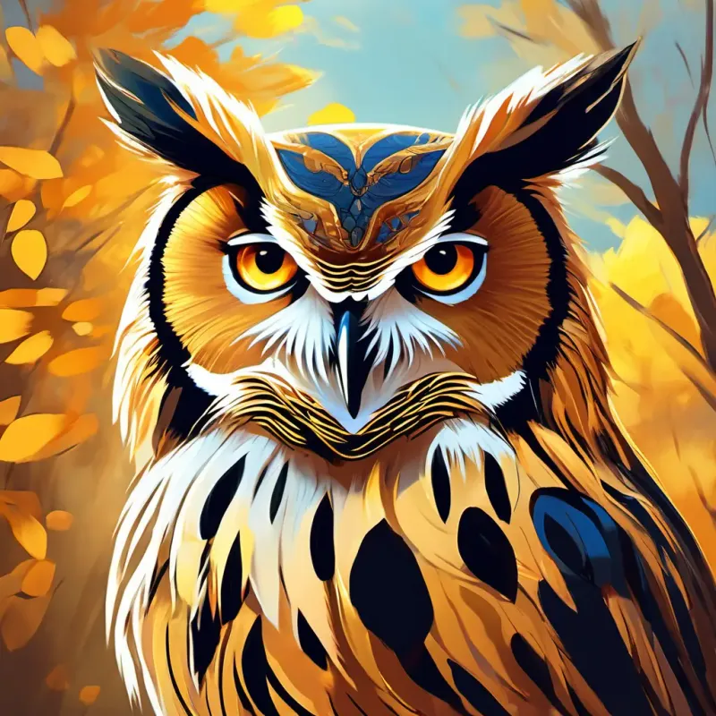 Golden fur, majestic flowing mane, determined amber eyes meets the wise owl, begins learning breathing exercises, and gets motivated to practice roaring.