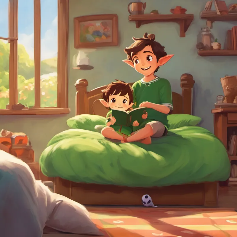 Timmy woke up in his cozy bed, feeling excited. Outside, he joined his friends in playing soccer. Dottie is a little elf with green clothes and pointy ears She has brown eyes and rosy cheeks and Dave observed from a distance, smiling with joy.