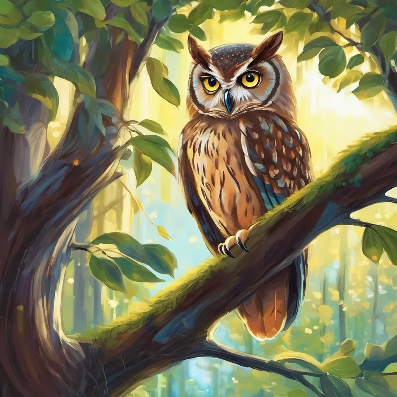 Approaching the tree, Lily noticed a wise old owl perched on one of its branches. The owl peered down at her with a knowing smile and a twinkle in its eyes. "Welcome, young dreamer," it hooted gently. Lily couldn't hide her excitement as she shared her quest with the wise owl. The owl listened intently and nodded approvingly. It then revealed to her the secret to finding the magical seeds of success.