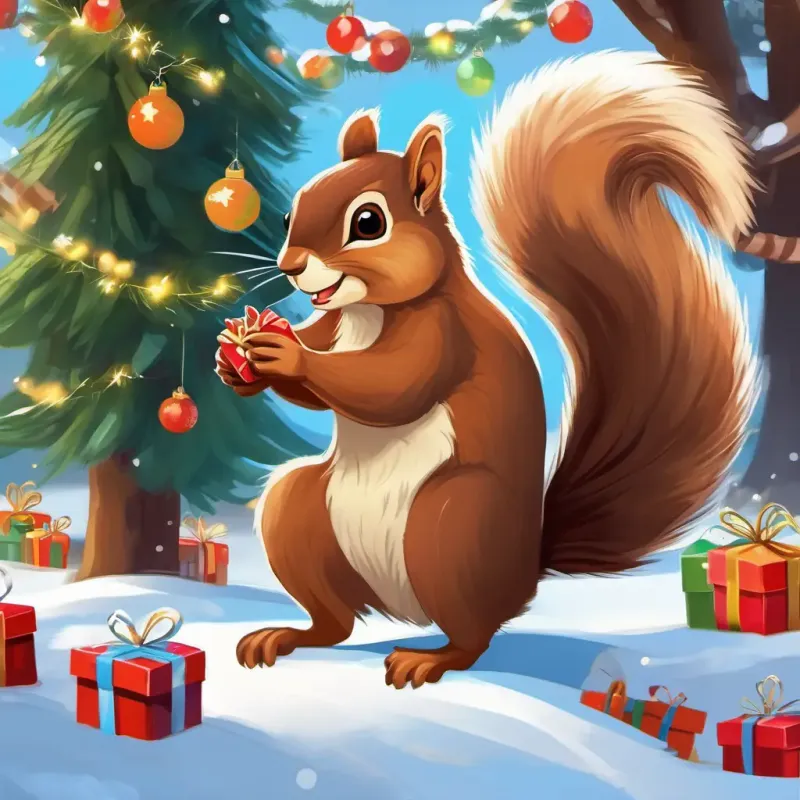 A brown squirrel with a mischievous glint in his eyes's mischievous behavior and reaction from his friends.